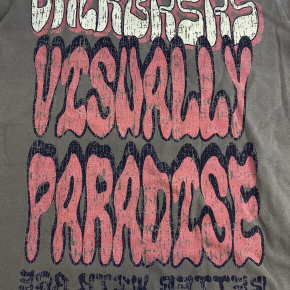 Valabasas Men's "V Paradise" Graphic T-Shirt Vintage Grey Size M | Short Sleeve - Picture 2 of 12